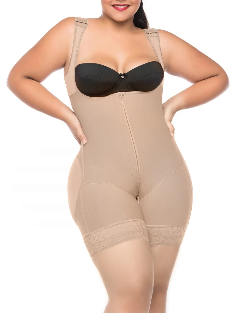 Women Waist Training Compression Zipper Closure Corset With Wide Adjustable Shoulder Straps Postpartum Tummy Control Bodysuit