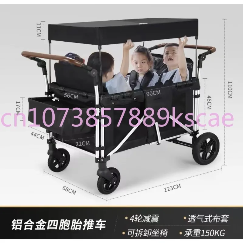 

4 Four Seater Trolleys Carts Foldable Kids Stroller Wagon Portable Folding Baby Waggon Stroller