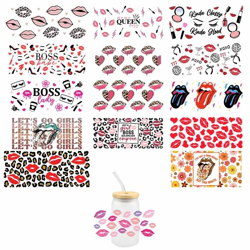Lips UV DTF Transfer Stickers DIY Iron On Transfer Decals For Wraps Cup Libbey Glaas Cup