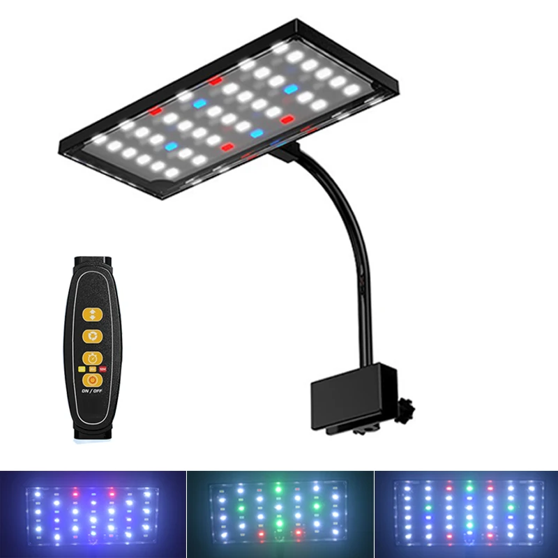 USB Aquarium LED Light Full Spectrum Aquatic Plant Grow Lamp Fish Tank Adjustable Brightness Dimmable Timed 360&deg; rotatable