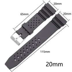 Premium Soft Silicone Sports Watch Band - Black Strap Wristband (20mm)