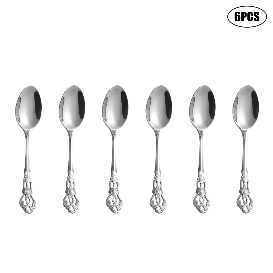 4/6/16/24pcs סכין נירוסטה כסף, מזלג וכפית סט כלי שולחן מלכותי ברמה גבוהה המתאים למסיבת המשפחה במלון