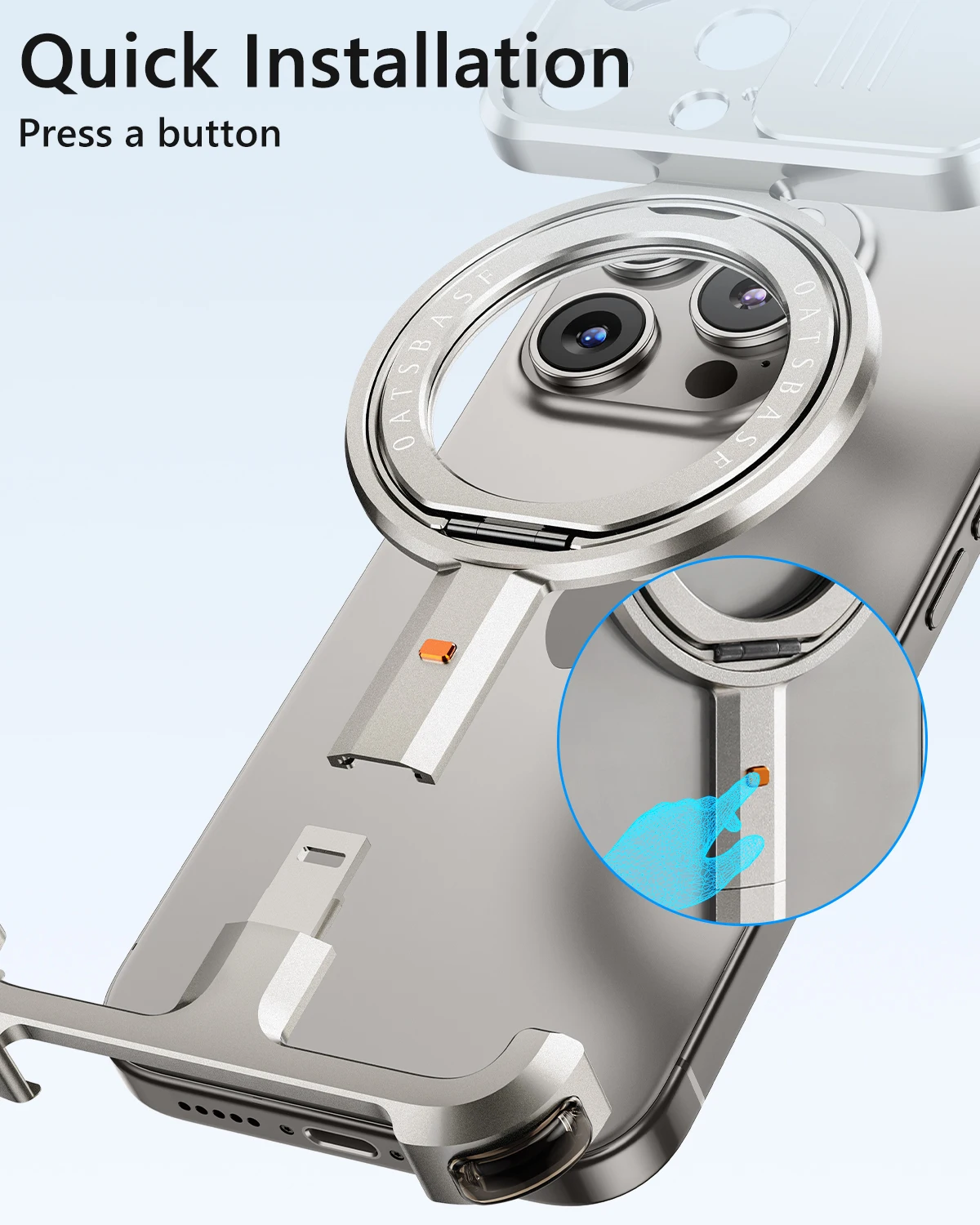 Eary Frameless for iPhone 16 15 Pro Max Phone Case with Magsafe Wireless Charging 360° Rotation Magnetic Stand Shockproof Cover