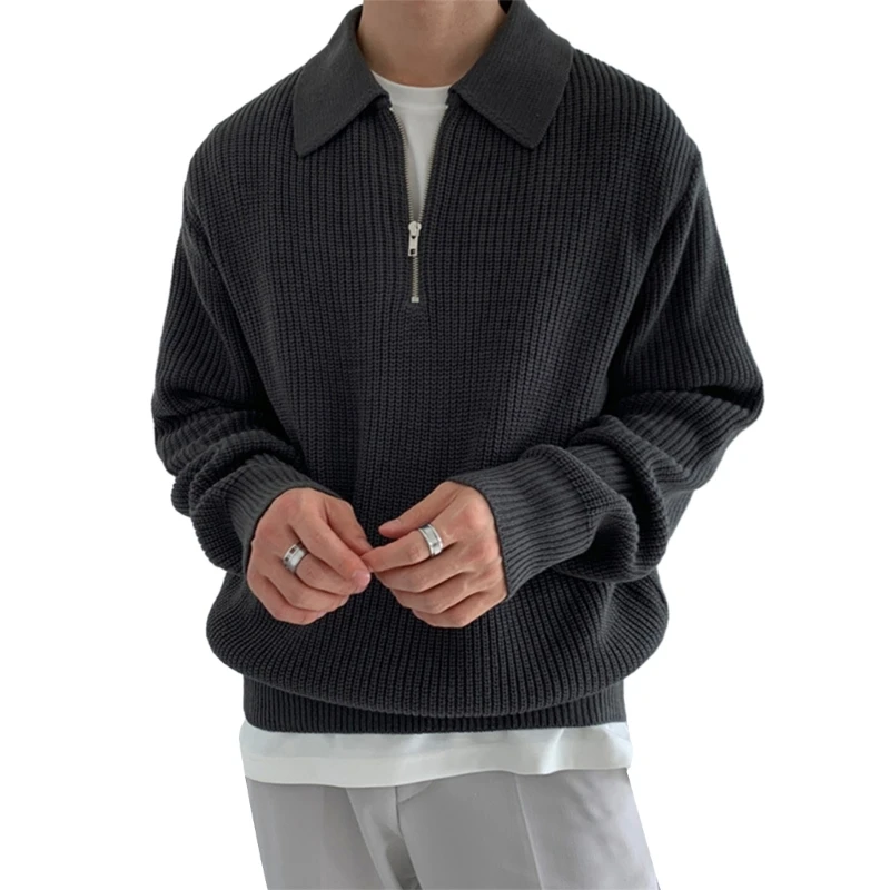 

Men's Sweaters 1/4 Up Casual Solid Color Pullover Sweaters Fall Winter Sweatshirts Winter Jumpers Clothing Dropship