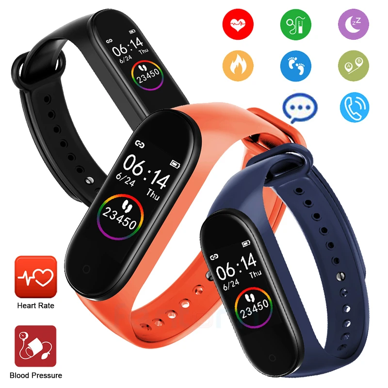 2022 M4 Smart Watch Band Fitness Bracelet Trcker Sport Pedometer Heart Rate Blood Pressure Bluetooth Health Wirstband SmartWatch