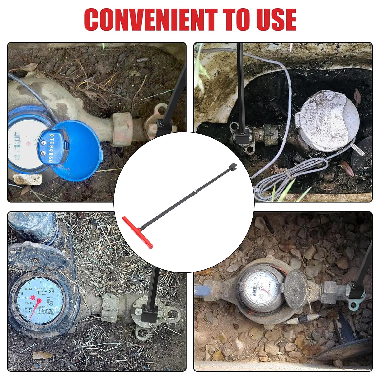 Water Meter Key Sillcock Wrench Tool Set T Handle Water Meter Shut Off Tool and 4 Way Sillcock Key Sillcock Wrench Tool