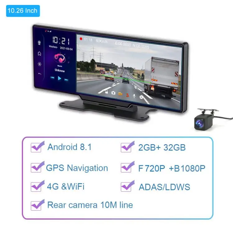 fleet tracking 4G Android 8.1 Car Rearview Mirror dash cam Camera 10.26"Remote monitoring DVR WiFi GPS Navigator Dual lens ADAS Auto Recorder car navigation Vehicle GPS Systems