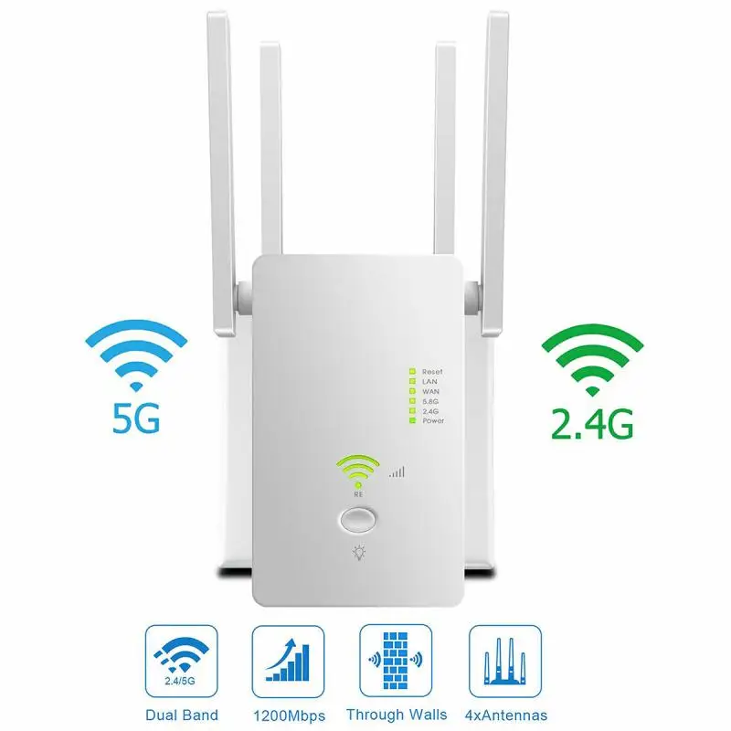 WiFi Range Extender Repeater Router AC1200M WiFi Booster,Access Point,2.4 5.8GHz Dual Band WiFi Extender US/EU Plug - AliExpress