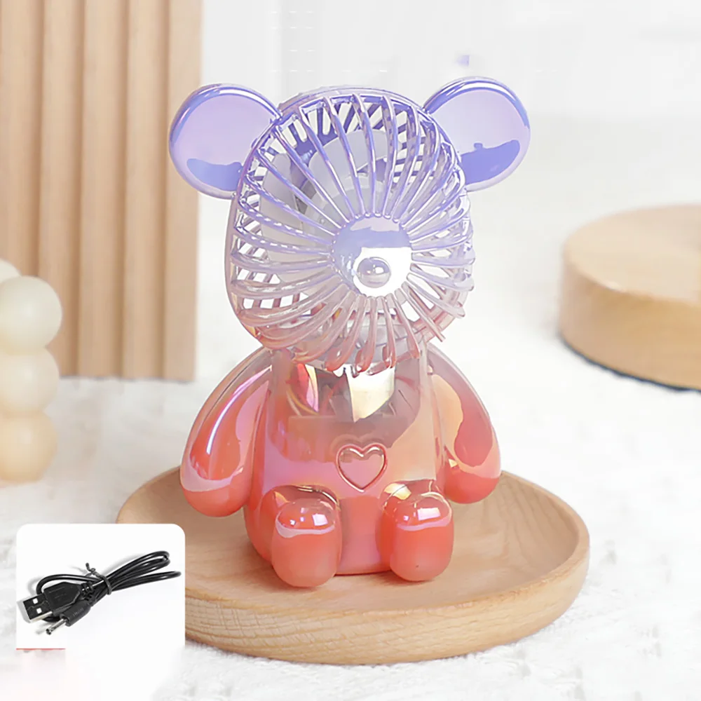 

Mini Cartoon Bear Electric Fan Portable Wireless USB 5V Rechargeable Air Fan Hand Home Office Desktop Baby Small Cooling Fans