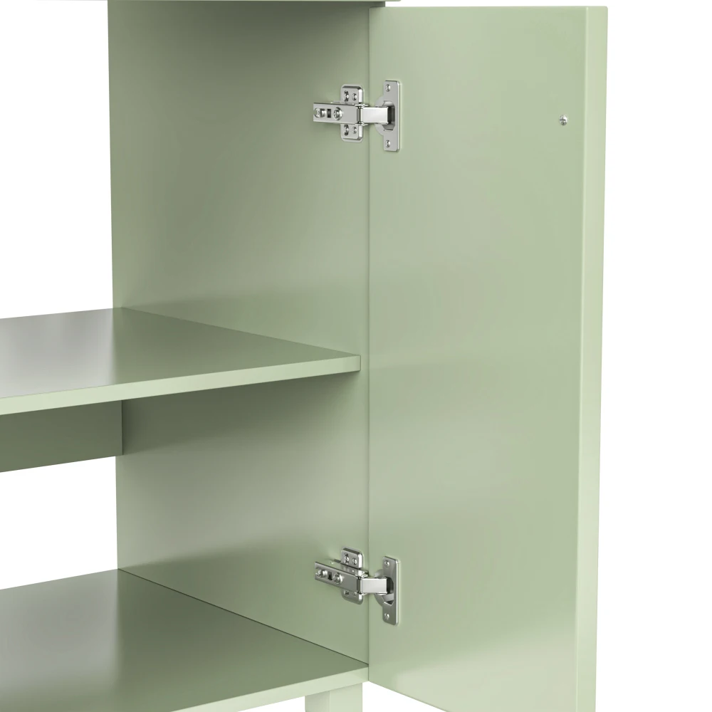 81,7 cm moderner stehender Badezimmerschrank mit Keramikwaschbecken, lackierter Oberfläche, multifunktionaler Stauraum und Massivholzfüßen – Detail 27