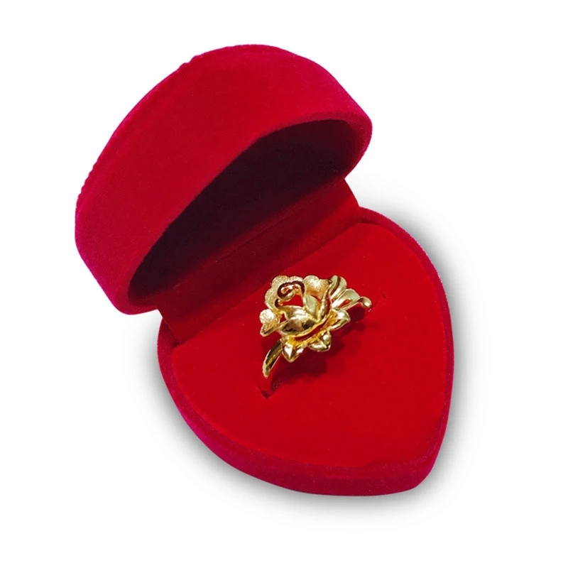 

Красная коробка для колец в форме сердца, органайзер для ювелирных изделий, модный подарок для хранения на свадьбу