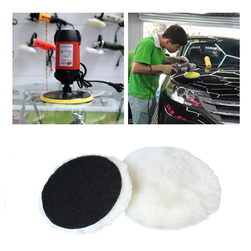Wool Polishing Disc 5 Sizes Car Body Waxing Polisher Imitated Wool Sponge Pad Auto Beauty Waxing Discs Pads Tools 3/4/5/6/7 Inch