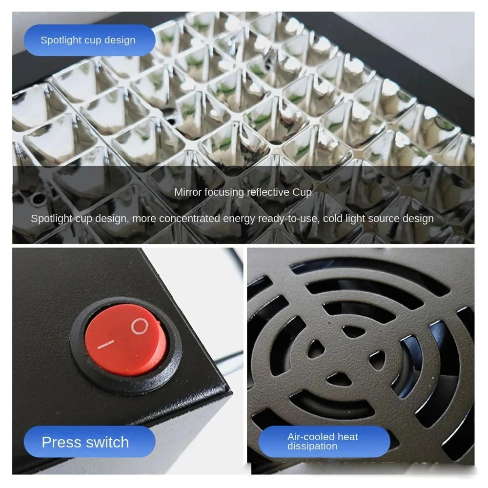 휴대용 365NM 공냉식 UV 스포트라이트 컵 그림자 없는 접착제용 고강도 LED 녹색 잉크 수지 3D 프린팅 콜로이드 경화