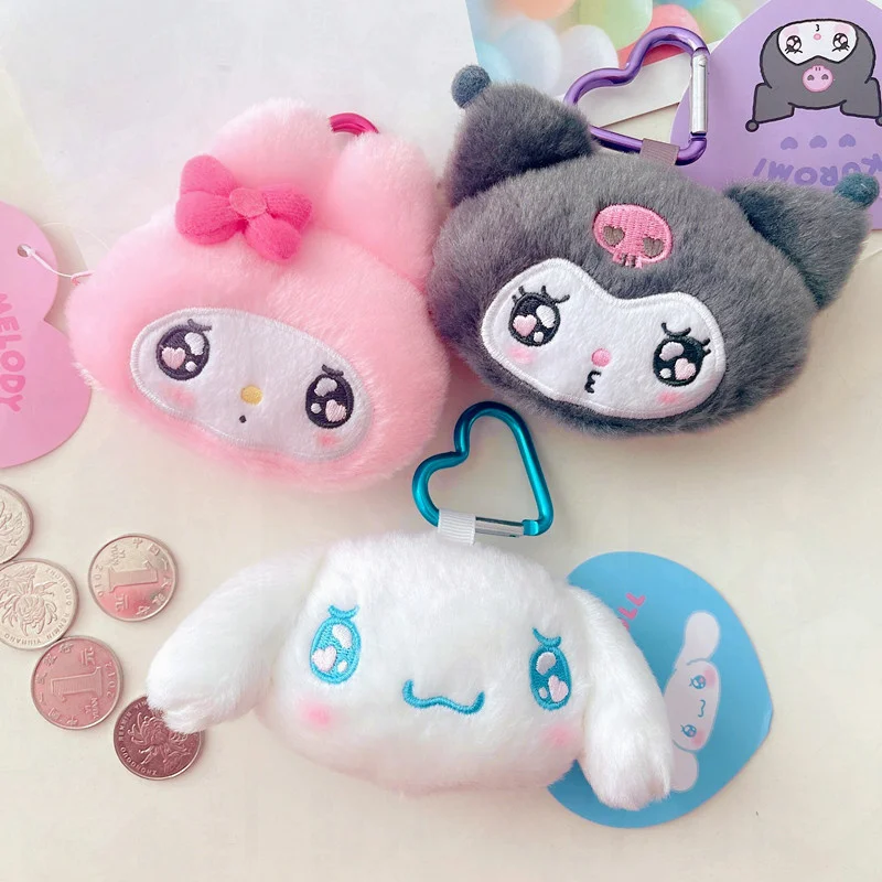 Japanese Love Series Sanrio Melody Kuromi Cinnamoroll Plush Mimi Kawaii Pendant Metal Clasp Wallet Cute Keychain Bag Decoration mariah carey the emancipation of mimi ru cd