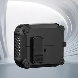 Enhanced Protective Case with Security Lock and Cleaning Kit - Shockproof Design with Keychain Attachment - Galaxy Buds 3 (Black)