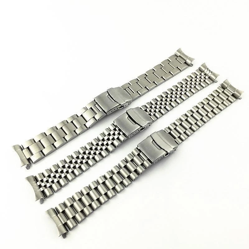 

20mm 22mm 316L Stainless Steel Jubilee President Silver Curved End Oyster Watch Band Strap Fit for SKX009