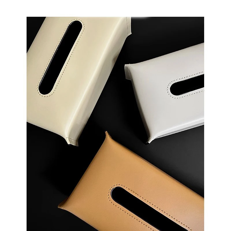 New Woven Tissue Box Leather Napkin Case Luxury Paper Cover Car Living Tissue Paper Holder Desktop Home Tabletop Decoration 6
