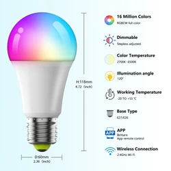 Smart Color - Changing LED Bulb with Music Sync & WiFi Integration - 6 pcs (LED Smart Bulb)