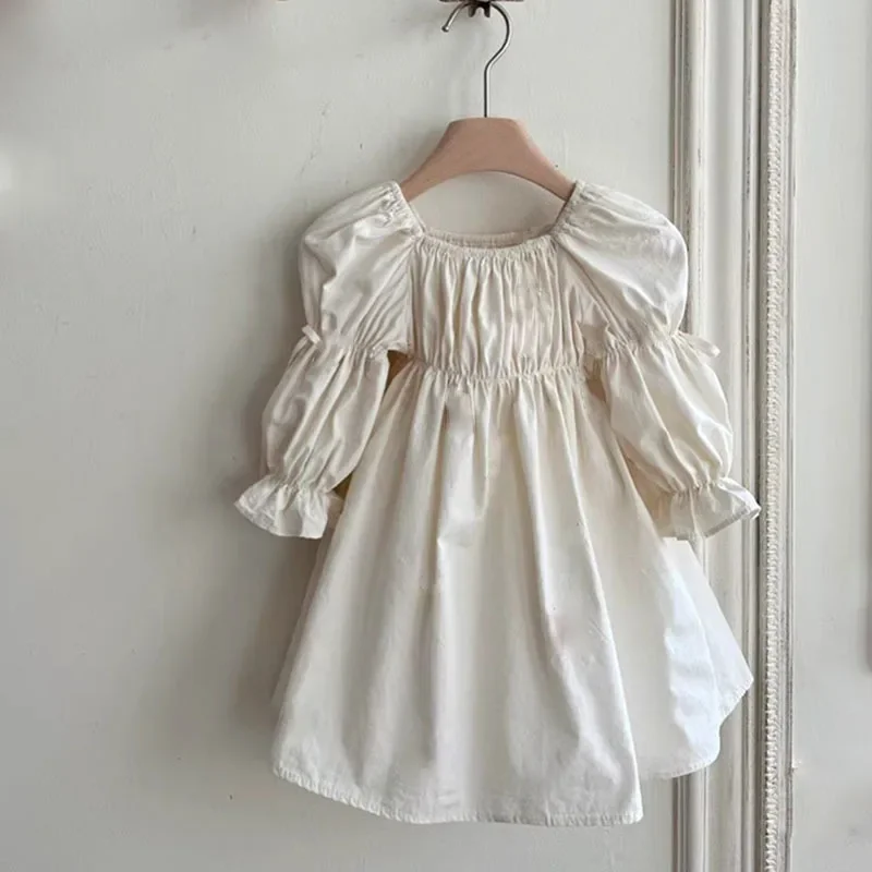 Korean Baby Girls Puff Sleeve Dress Mommy Daughter Matching Cotton Clothing  Linen Casual Wear Middle East Spring New Dress - AliExpress 1501