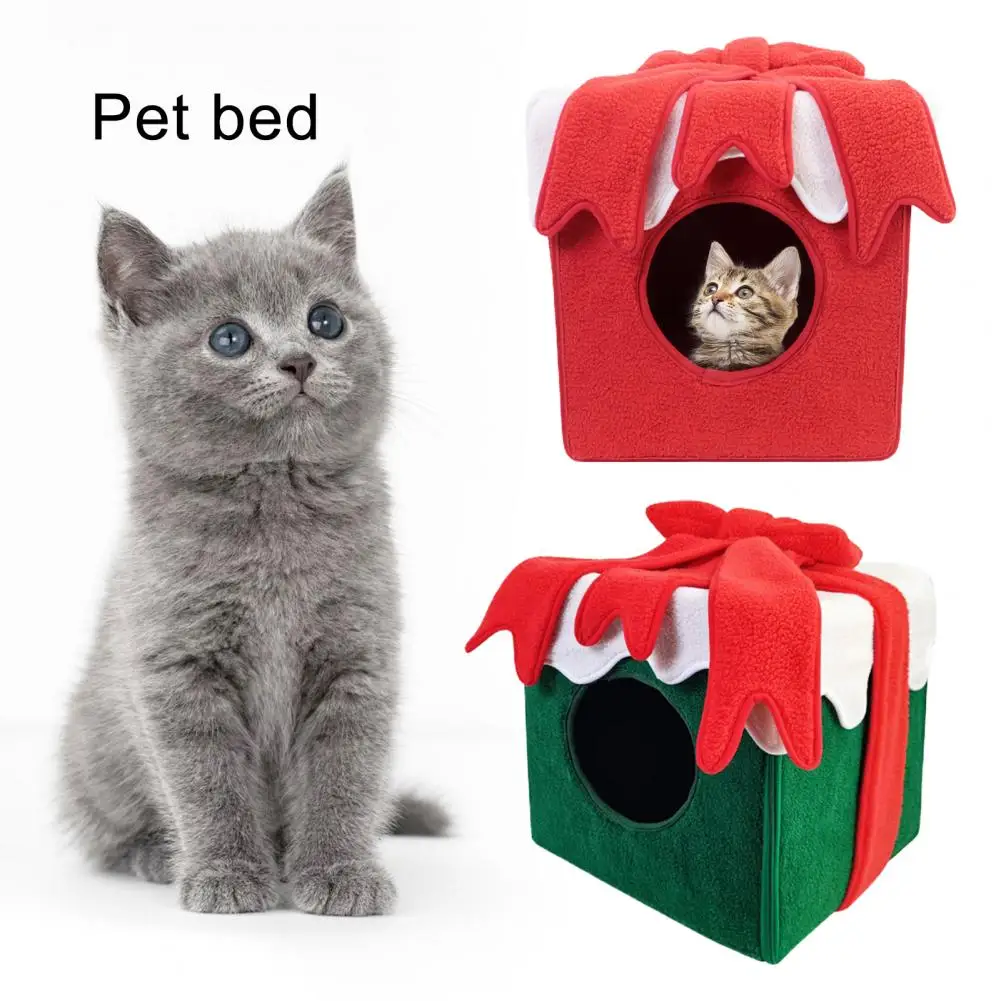 Cuccia Per Cuccioli Cuccia Per Gatti Scatola Regalo Di Natale Pieghevole Grande Spazio Per Mantenere Il Calore Flanella Gatti Carini Gabbia Nido Grott