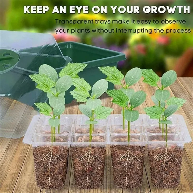 12 Hole Seedling Trays Tools Seed Starter Pots Plant Flower Grow Box Propagation for Gardening Grow Starting Germination Box seed starter tray seedling tray plant propagation pots