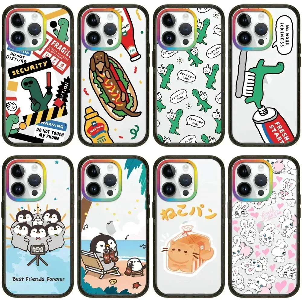 

Cartoon Dinosaur Penguin Colorful Camera 2.0 Acrylic iPhone 11 12 13 14 15 Pro Max Protective Case
