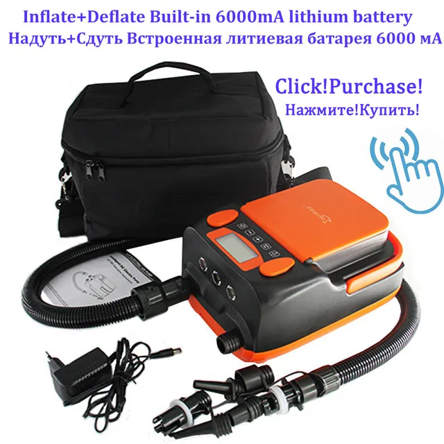 TOPUMP 充電式SUPエアポンプTPS300、20 PSI オートオフ機能付き電動