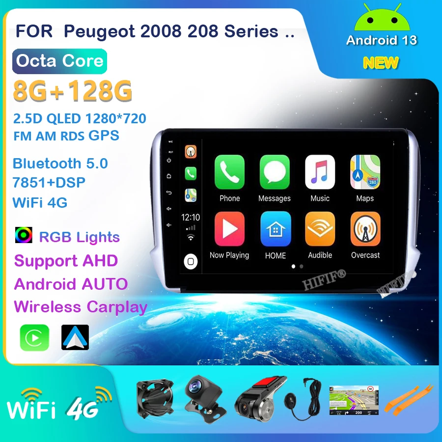 Android 13 Autoradio Per Peugeot 2008 208 Series 2012-2018 Multimedia Stereo Car Gps Player Navigazione Gps Radio No Dvd