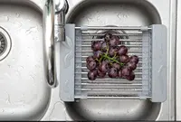 ที่จัดระเบียบอ่างล้างจานแบบยืดหดได้, ตะกร้าระบายน้ำแบบยืดหดได้สำหรับล้างผักและเช็ดจาน, สแตนเลสประหยัดพื้นที่ 5