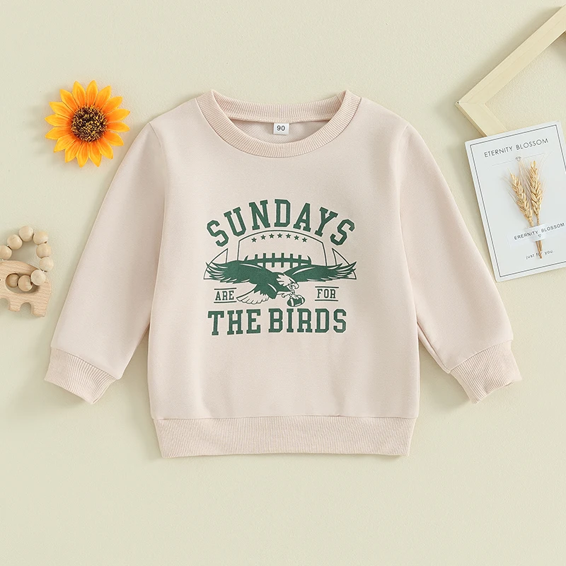

2023-10-19 Lioraitiin 6M-4Y Toddler Boys Girls Sweatshirts Long Sleeve Round Neck Eagle Letter Print Tops Fall Baby Clothes