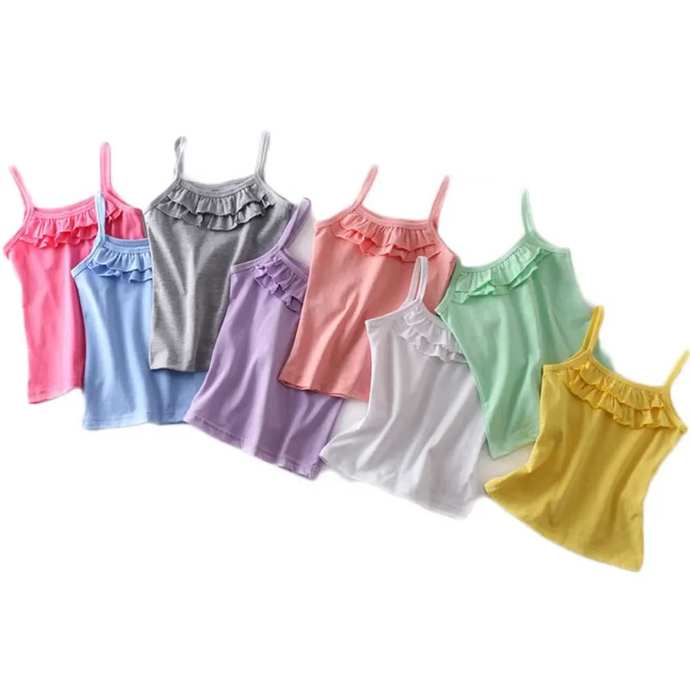 Baby Girls Sleeveless T-shirts Kids Tops 2-8Yrs Children Underwear Solid Camisole Toddler Singlets Summer Tank Top kids t shirt girls t shirt girls tee shirt