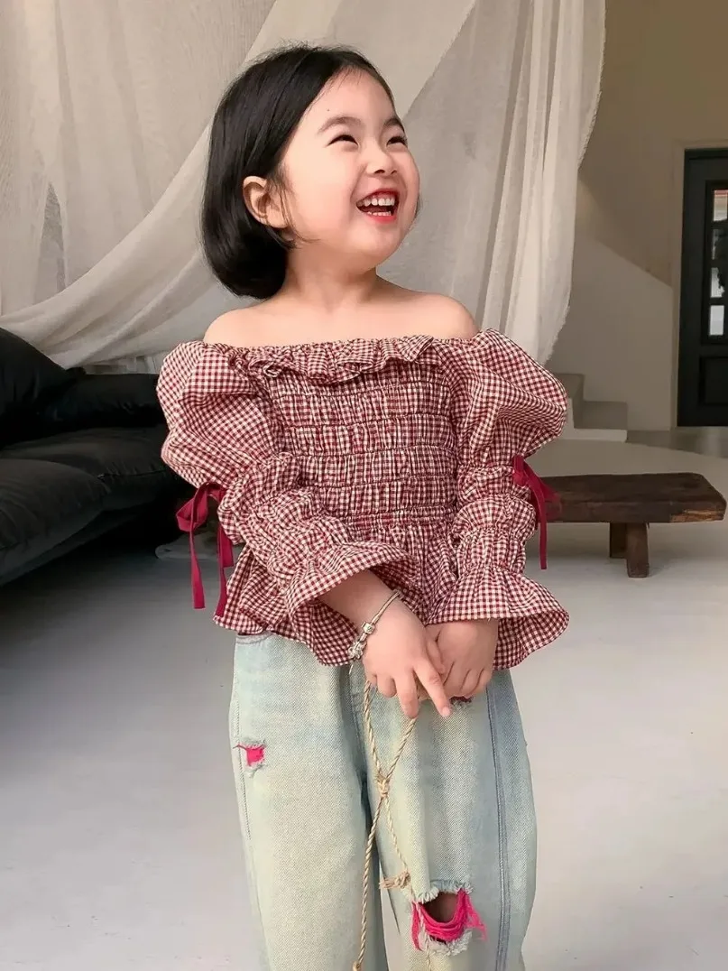 여아용 소프트 천공 청바지, 데님 바지, 캐주얼 2024 용수철 및 가을 스트레이트 레그, 다목적 바지, 어린이 신상
