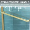56-60" W X 70" H Shower Doors, 1/4" (6mm) Clear SGCC Tempered Glass, Brushed Gold Finish, Reversible Installation, Shower Doors 5