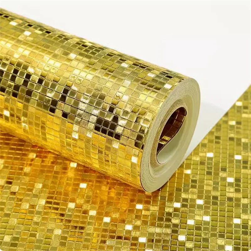 

Self adhesive wallpaper gold foil mosaic Papel de parede reflective Buddha niche Buddha hall ceiling silver self-adhesive wall