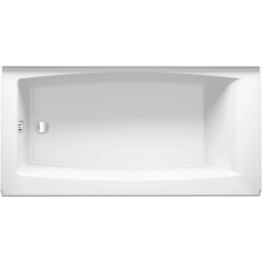 Alcove Bath with Integral Apron, Integral Flange and Left Hand Drain, 60-Inch X 30-Inch White Bathtubs