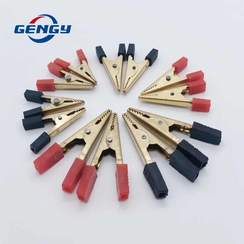 Alligator Clips Test Probes Test Clip Test Hooks Clips 10 Pcs Copper Crocodile Clip 40mm 50mm Plastic Handle Test Probe Connector Connect Socket Plug for Battery