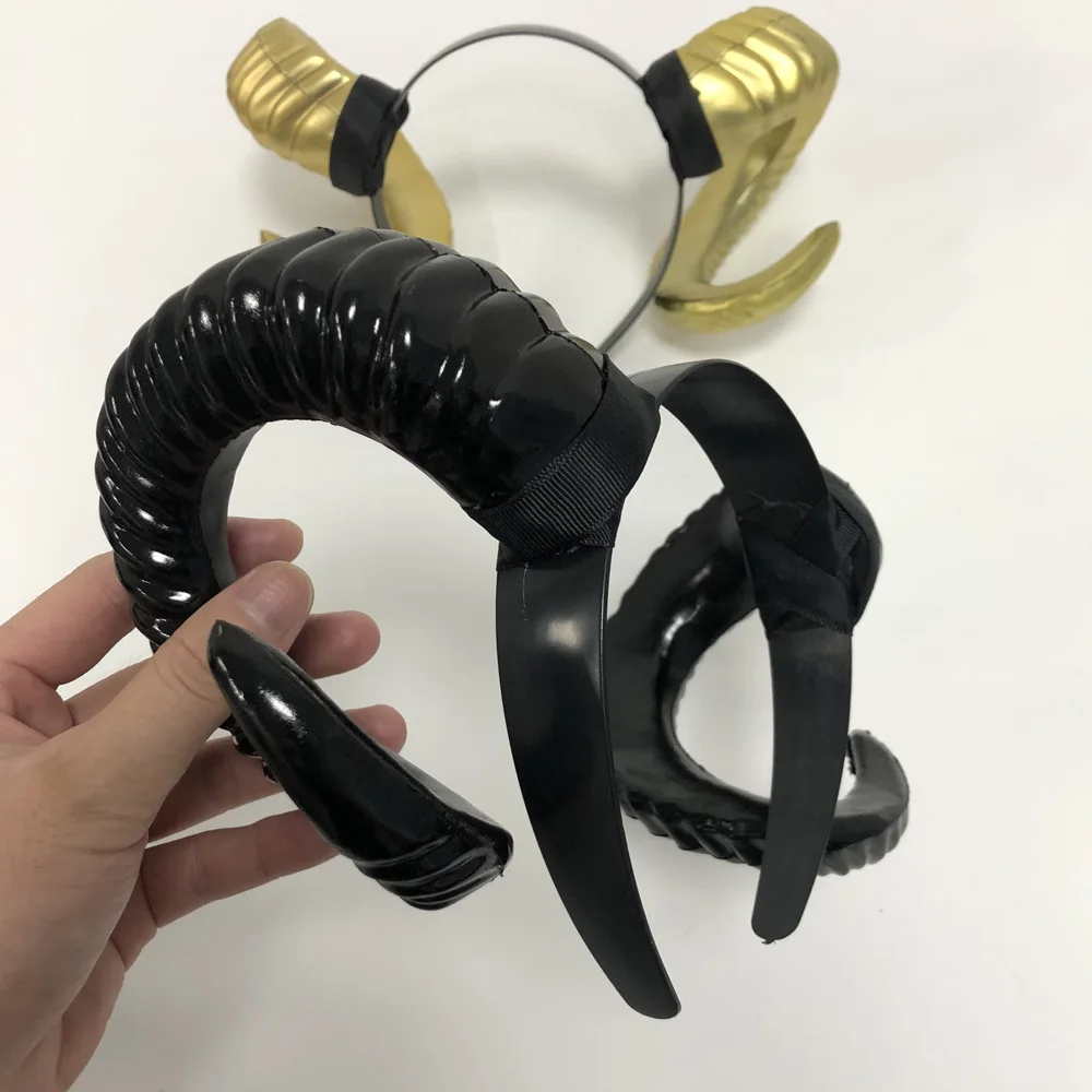 Cosplay Accessories Cosplay Headpiece Halloween Headband Black Demon Horn Headwear Headpiece Cosplay Gothic Animal Sheep Devil Horns Headband Halloween Carnival Party Costume Props