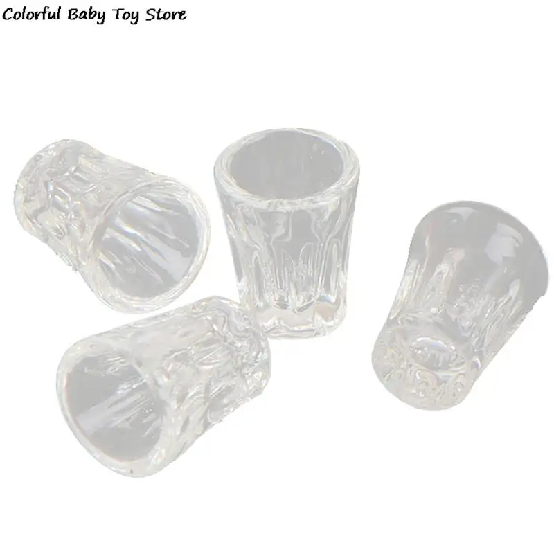 4 pcs Mini Resin Transparent Cup Simulation Furniture Model Toys for Doll house Miniature Accessoriesm Decro