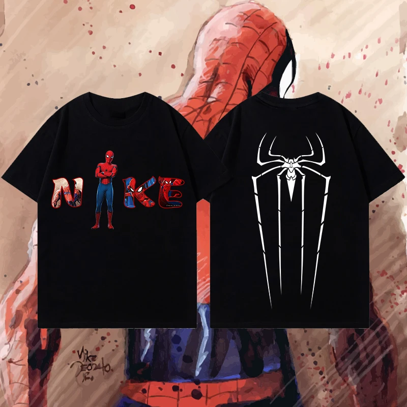 New Spider-man Party T-shirt Loose Boys And Girls T-shirt Family Parent-child Cartoon Casual Girls Top