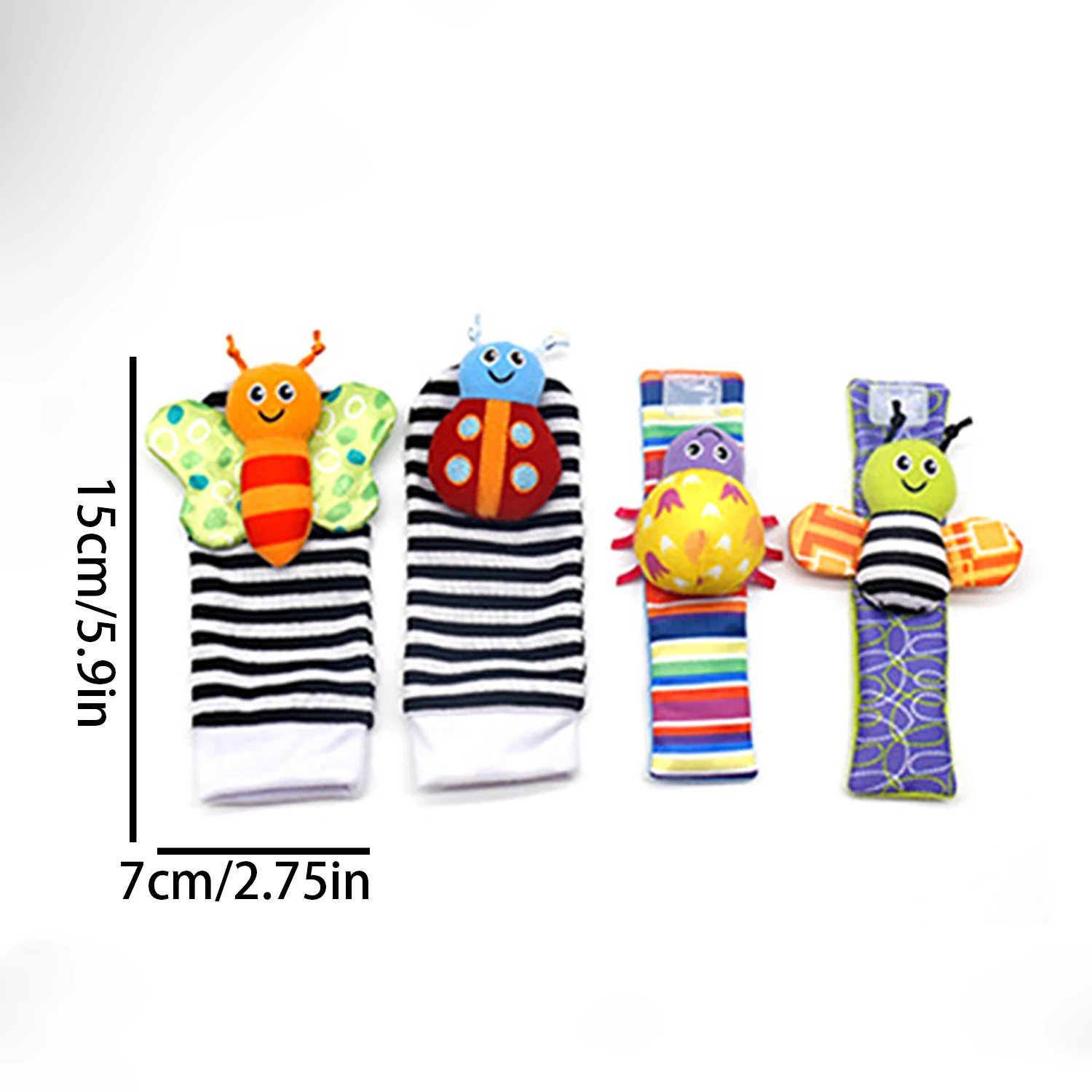 Baby Watches 4pcs Wristbands Socks Ringing Bells Early Education Puzzle
