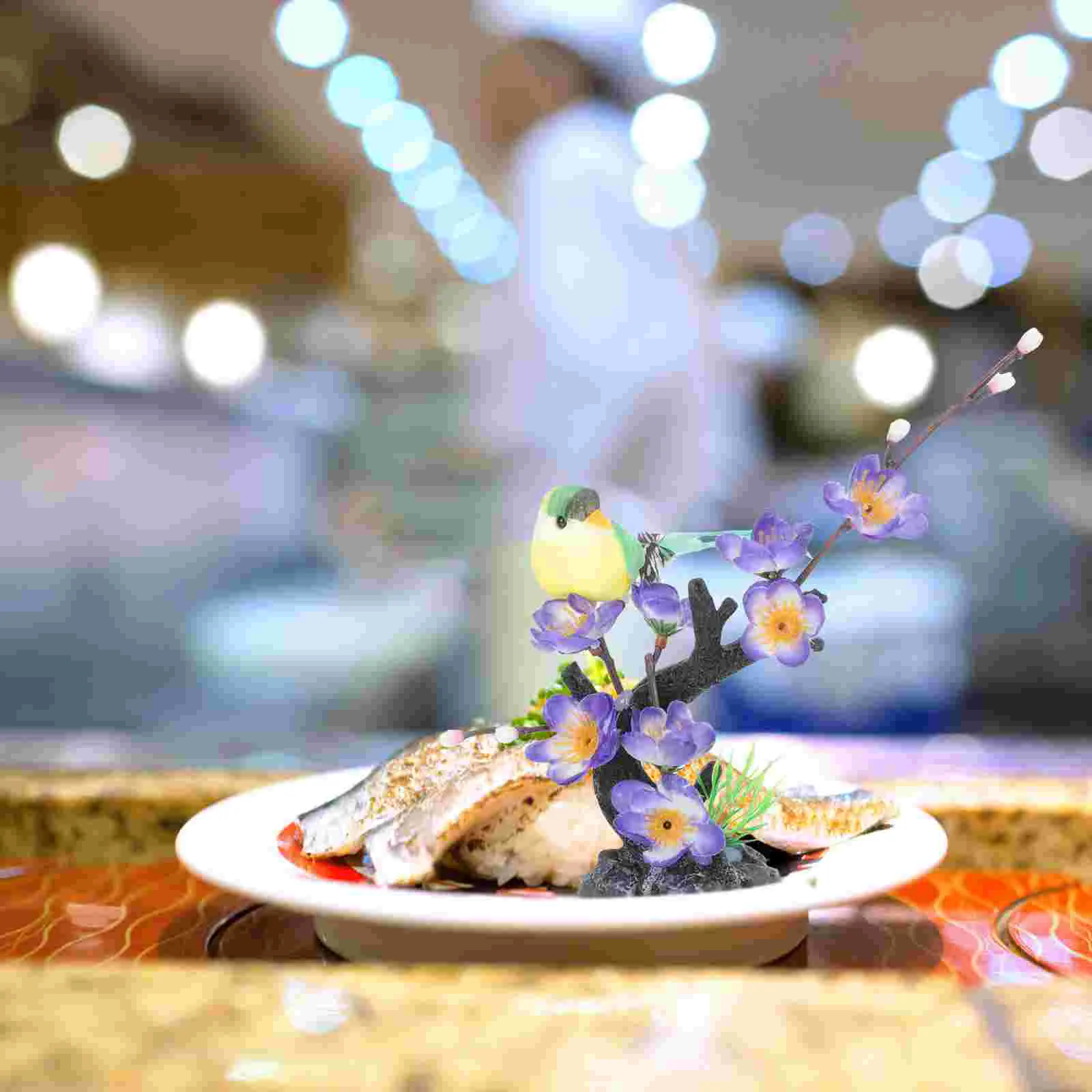 

2 Pcs Decoration Plate Wedding Decorations Cold Dish Artificial Plants Indoor Tableware Supply Chinese Style Statue