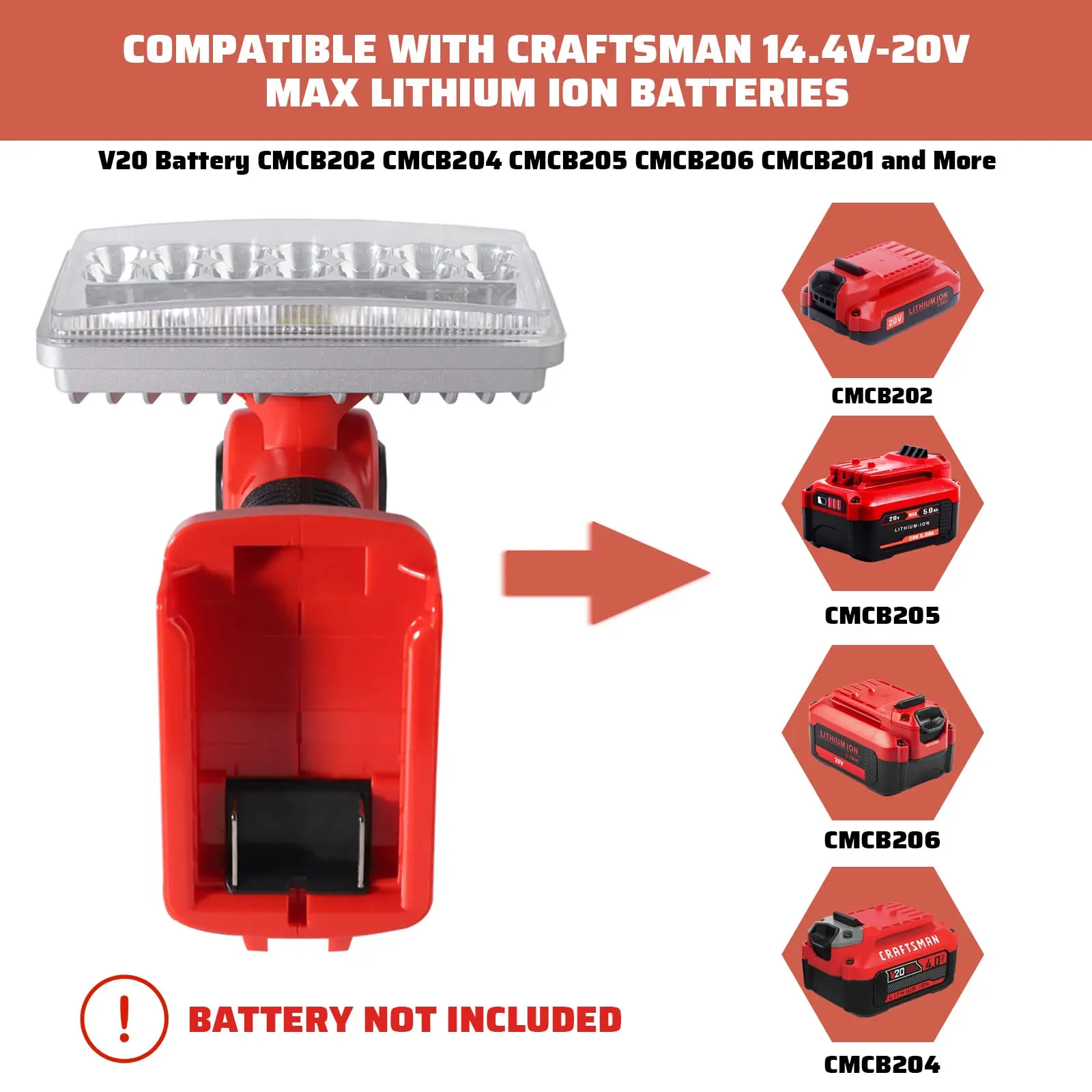 2000LM 18W Lantern Lamp 5 Inch Cordless LED Work Light For Makita/Dewalt/Milwauk