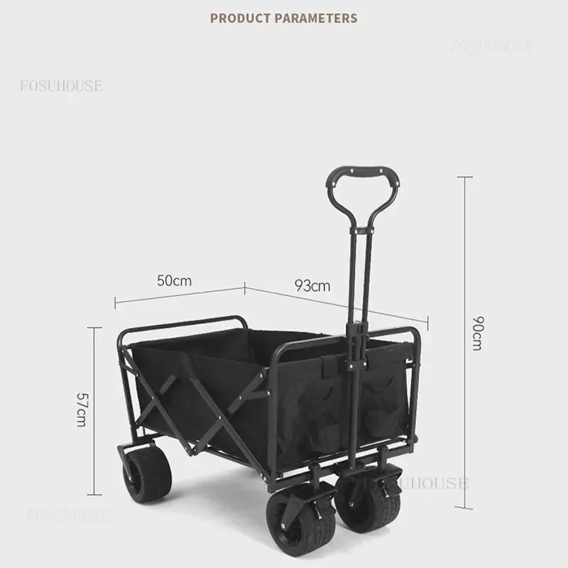 Oversized Household Beach Garden Carts Large Capacity Camp Trailer Foldable Barbecue Trolley Outdoor Picnic Camping Small Cart