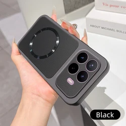 Luxury Leather Matte Magnetic Soft TPU Phone Case for XIaomi 17TPro (Black)