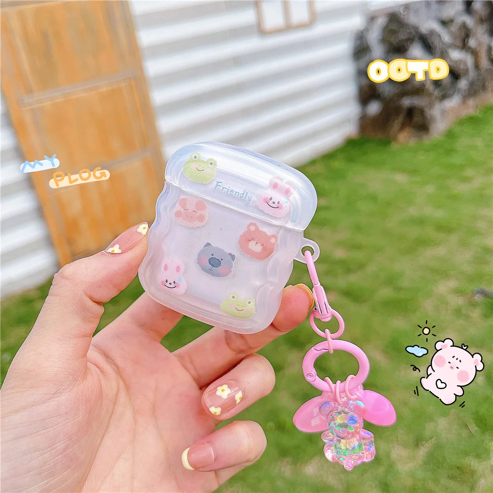 Cartoon Animal Collections Airpods Case Apple Bluetooth 1/2 Generation Headphone Airpods Pro 3 Soft Silicone Pendant Headset Box