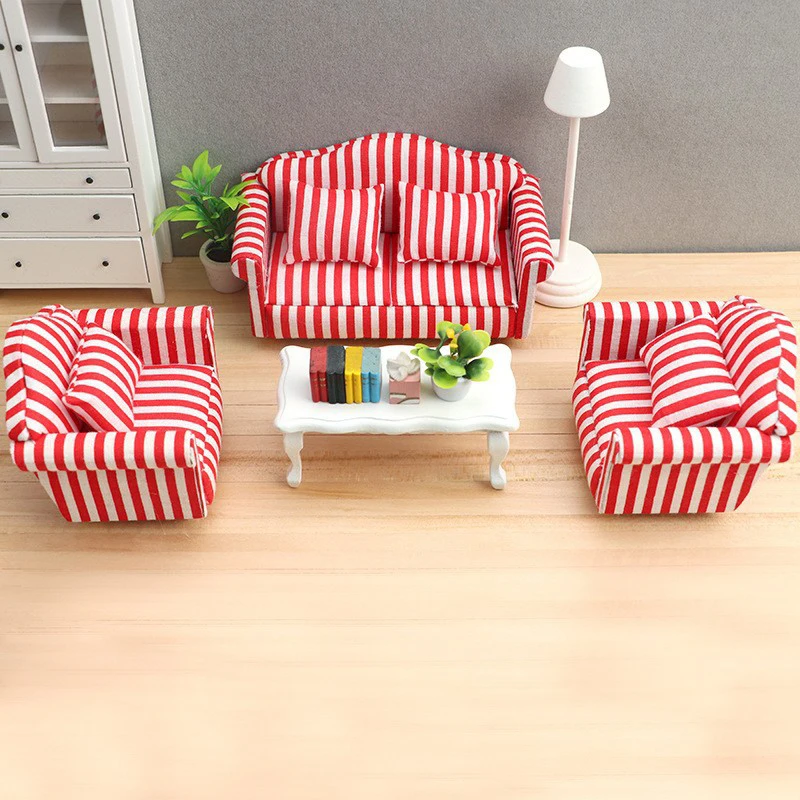 Dollhouse Sofa Micro Scene Handmade Assembly DIY Model Miniature Furniture Playing House Landscape Dolls Accessory