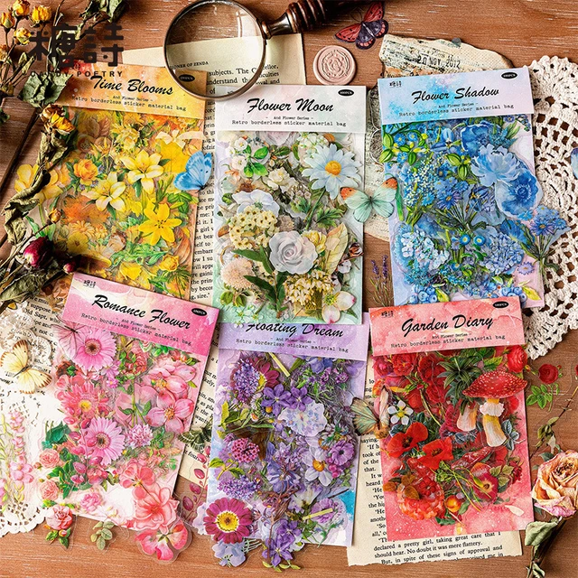 1768 Pcs Scrapbook Stickers Book Vintage Scrapbooking Supplies for  Journaling Flowers Stickers Collage Aesthetic Junk Journal Supplies  Transparent