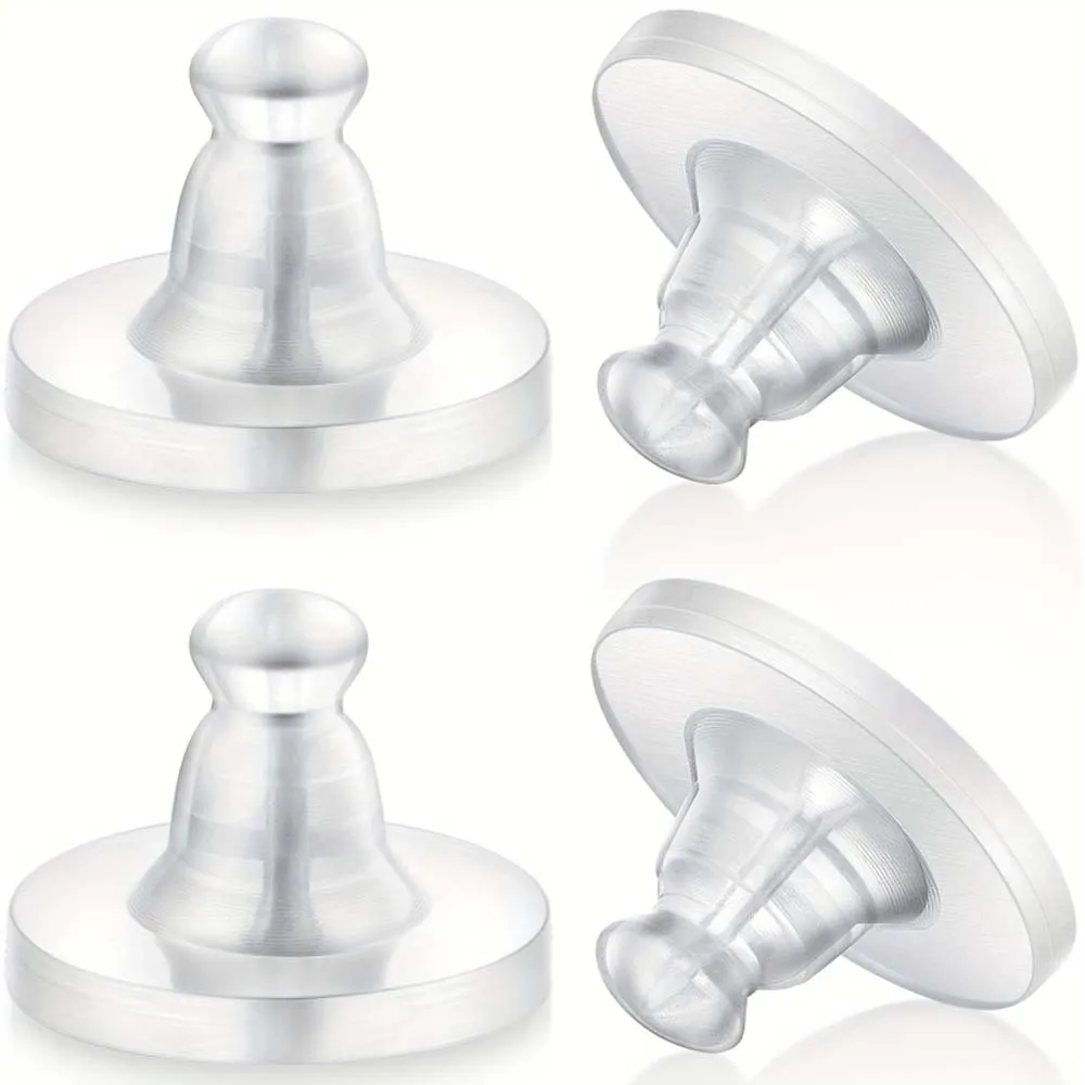 Earring Backs Silicone Clear Rubber Safety Stoppers Hypoallergenic Replacement