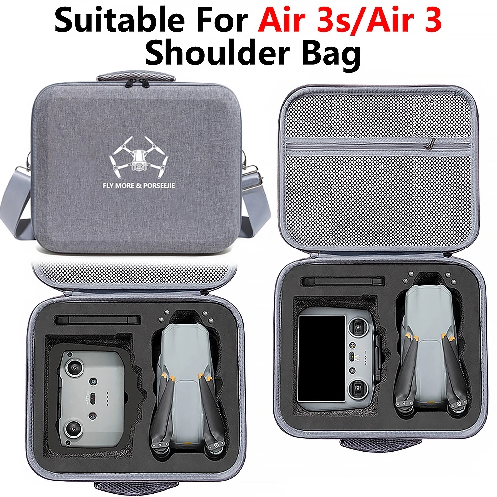Bandoulière amovible du sac de transport rigide pour DJI Air 3S, porté en travers du corps.