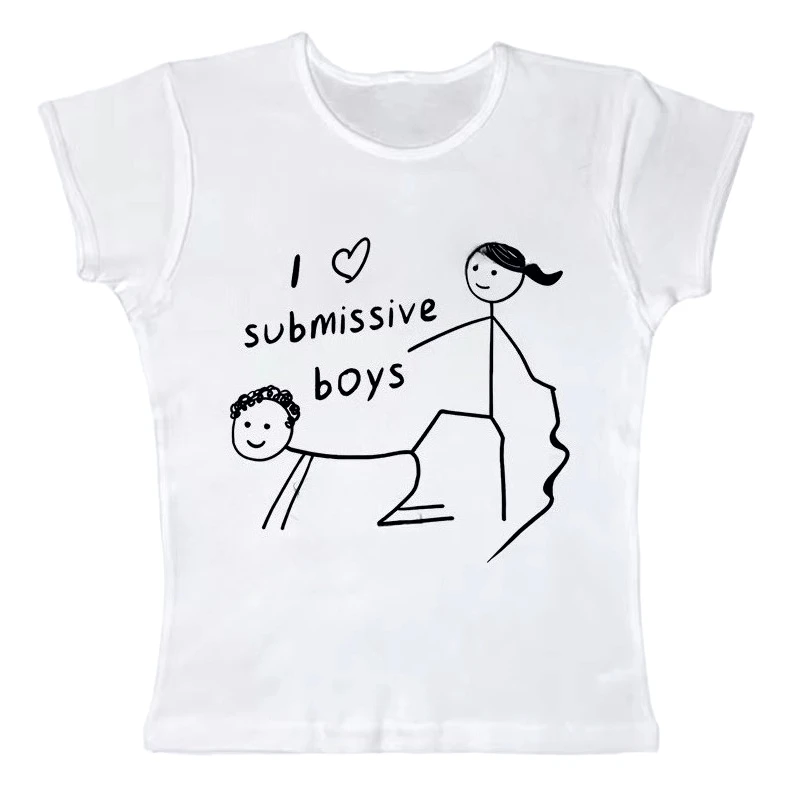 Grunge Punk Rock Hip Hop Aesthetic Print Crop Tops Slim Fit Chic Short Sleeve O-Neck Baby Tees Harajuku Y2K Retro Womens Clothes 1